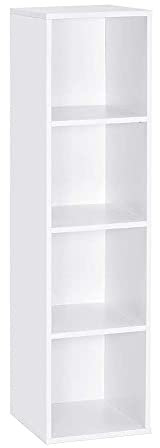 Mondeer Bücherregal, Regal mit 4 Fächer aus Holz, Weiß Modern für Wohnzimmer Schlafzimmer Kinder, 31x30.3x120cm