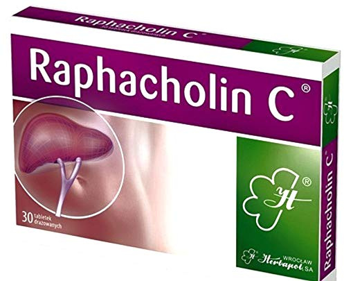Raphacholin C N30 Tablets - para desintoxicación hepática, limpieza, regeneración, apoyo, alivio del estreñimiento, digestión 100% natural, ayuda, dolor de estómago