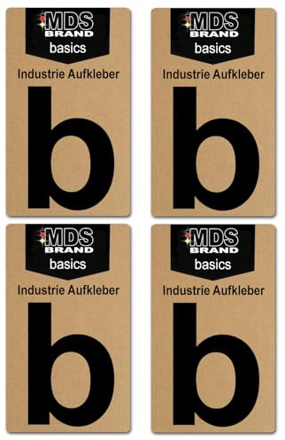 Basics von MDS Brand, 10cm Buchstaben Aufkleber, 4 Stück, Glänzend, Buchstaben zum aufkleben, Wetterfest klebebuchstaben (b, Schwarz)