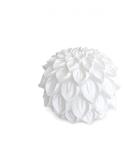 MANULENA Vela Decorativa Con Forma De Dalia. Color Blanco Mate. Vela Decorativa Grande De 80 Horas De Duración. Mecha De Algodón Orgánico. Tamaño 12 x 15 cm.