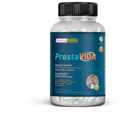 Healthy FUSION ProstaVida Complejo Natural para la Próstata | Mejora la salud y funcionamiento | Regula las Urgencias Urinarias | Saw Palmetto | Reishi | Ortiga y Vitaminas | 90 Caps