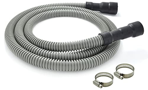 Universal Dishwasher Drain Hose - 10 Ft Discharge Hose - Corrugated and Flexible Dishwasher Hose Drain Replacement with Clamp