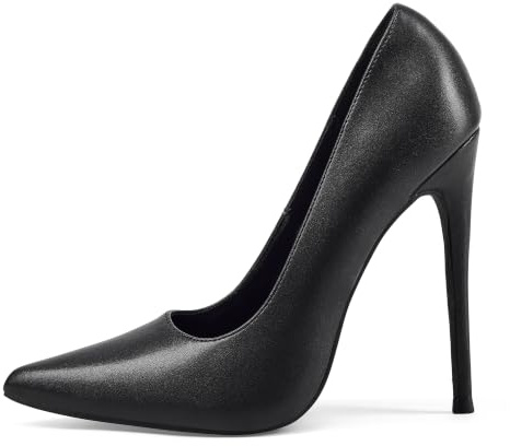 Zhabtuc Scarpe da Donna, Punta a Punta, Tacco Alto 12 cm, Stiletto da Party, Pumps con Superficie Opaca, Tutto Nero, 40 EU