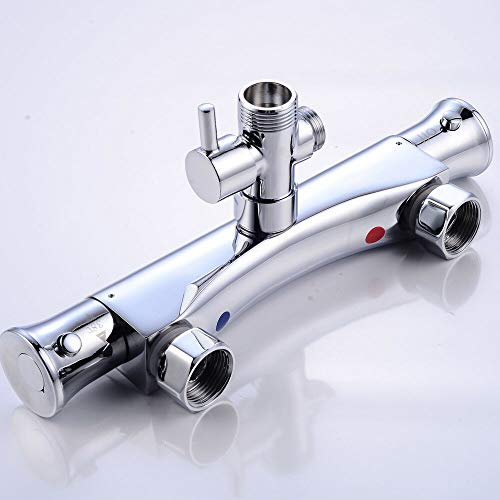 Rubinetto termostatico per doccia, termostato, con pulsante di sicurezza a 38 °C, in ottone per doccia, termostato, per scaldabagno istantaneo