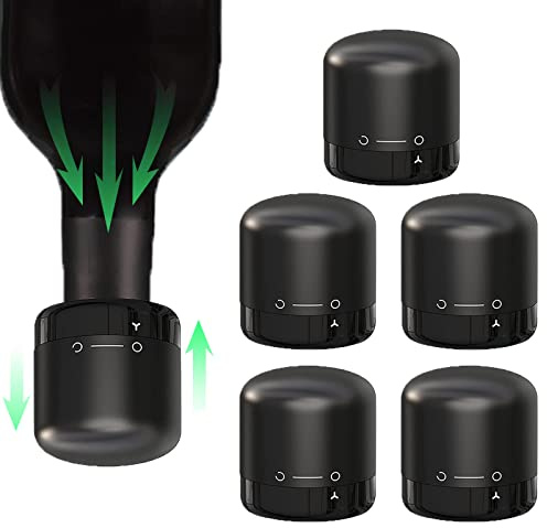 Loboo Idea Silikon-Weinstopfen für Weinflaschen, Wein-Saver-Stopfen (Schwarz, S -6 Stück/Karton)