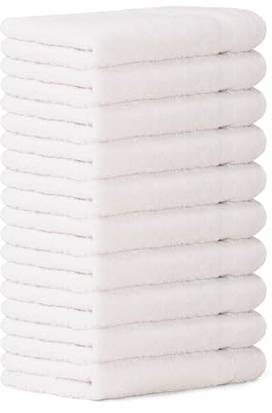 Luckytowel Gästehandtücher 30x50 cm – Oeko-TEX Gästehandtuch aus 100% Baumwolle mit 600 g/m² – Kleine Handtücher mit Aufhängeschlaufe – flauschig & saugstark – Gästetücher Set – 10er Pack Weiß