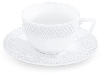 Wilmax | Servicio de café y té | Tazas con platillos 12 piezas | Tazas de café | Vajilla para 6 personas | Para café | Para té | Para postres | Set de regalo | Blanco | 240 ml