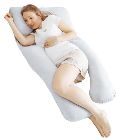 Babymoov Coussin de grossesse et d'allaitement en Coton Bio B.LOVE Gris - Certifié Oeko-Tex - Made in Europe - Format XXL évolutif avec petit coussin détachable