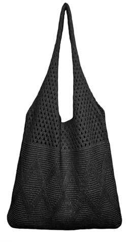 HAN-LBG Crochet Beach Bags for Women, Large Knit beach Tote Bag Shoulder Bag for Shopping Holiday Travel Daily