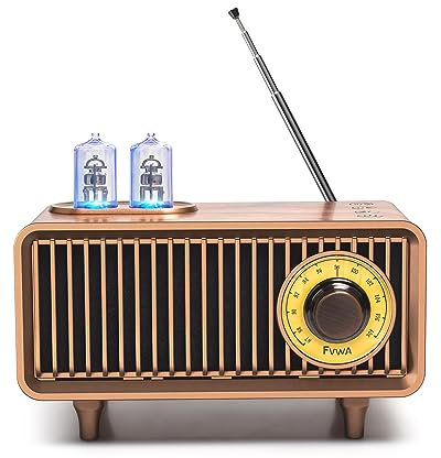 COLSUR Radio Vintage Legno, Radio Portatile con Altoparlante Bluetooth AM FM in Stile Retrò Radiolina Ricaricabile Altoparlante per Bassi di Alta Qualità 1500mAh