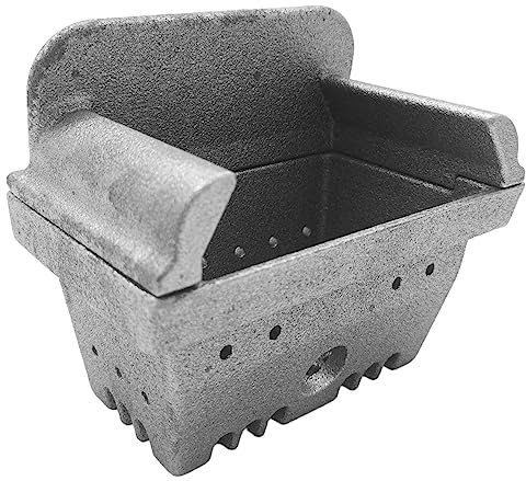 eRicambi® Braciere in Ghisa Cestello 2 Pezzi per Stufa a Pellet, con Foro per la Resistenza di Accensione, Compatibile con KALON 220002, Dimensioni 136x92mm H=116mm