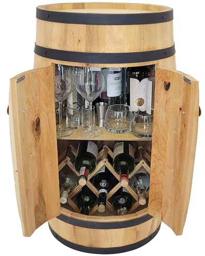 weeco Fassbar mit Tür und Weinhalter - Weinregal. Hausbar Weinrack 80x50cm. Barel bar, holzfass, fassbar, Wooden Home bar, Wohnzimmer