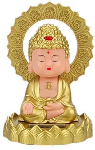 RUDFUZ Solar Wackelfigur Buddha, Maskottchen, Zuhause, Auto, Innenraum, Büro, Shui, Dekoration, Basteln, Dekoration