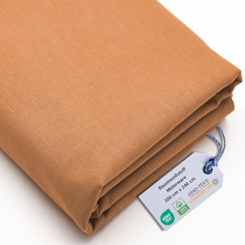 Stoff Virginia Tex, Meterware, Baumwollstoff 100%, große Breite 240 cm, Baumwollstoff 100% Oeko -Tex Standard 100 Unifarben zum Nähen (Braun 20, 100 cm)