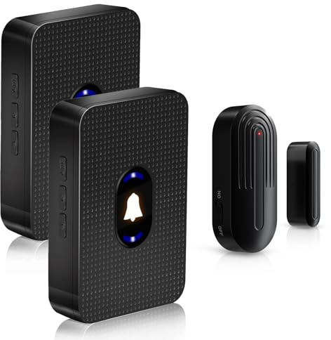 DAYTECH Détecteur d'alarme de porte sans fil, carillon d'alarme pour porte ouverte, alerte d'entrée pour la sécurité de la maison, du magasin, du bureau, portée de fonctionnement de 100 m, 55
