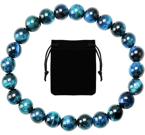 CAISYE Bracelet oeil de tigre naturel, 8 mm, Bracelet Chakra de Chance et Harmonie, Bracelet de yoga, Bracelet Pierre Naturelle Perle Femme Homme, Femmes Hommes Couple Mode Cadeau