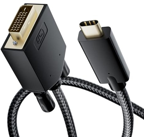 BolAAzuL USB C auf DVI Kabel 1,8 M Nylon Geflecht, USB-C zu DVI-Adapter Typ-C/Thunderbolt-3 auf DVI Adapterkabel für MacBook Pro 2020/2019/2018/2017, Surface Book 2, Dell XPS 13/15, Pixelbook