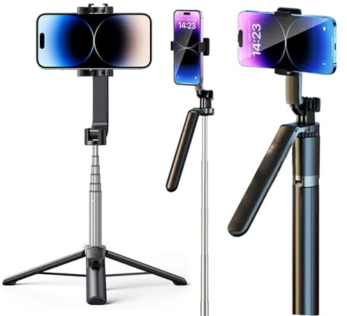 Fourmor 2024 Nouveau Selfie Stick, Diffusion en Direct Mobile Anti-secousse à Quatre Axes à 360 degrés, Stockage Portable, trépied de Support de Sol extérieur