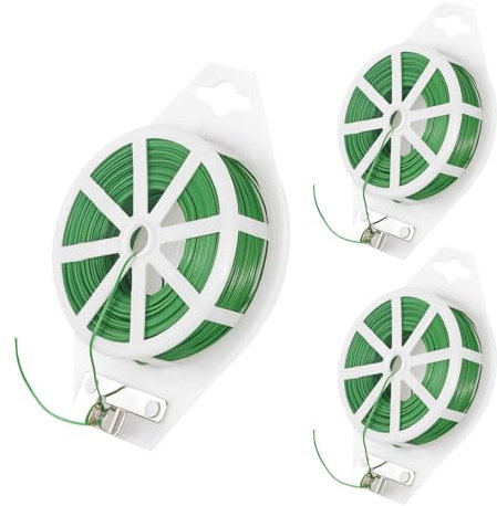 Fascette da Giardino, 3 Rotoli 100m Filo per Piante Cravatta da Giardino Verde Legami di Torsione, Filo da Giardino con Taglierina Fascette per Piante Filo per Legare Piante