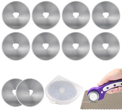 10 Stück Rollschneider Runde Ersatzklingen, Rollschneider Ersatzklingen, Rollschneider Set, Edelstahl Stoffschneider Rollmesser Rundklingen, Ersatzklingen für Rollschneider(45mm)