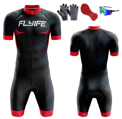 Triathlon Anzug Herren Triathlon Anzug Herren,Einteiliges Radtrikot,Trisuit Einteiler,Triathlonanzug,3Taschen für Wettkampf Run,Cycle,Swim,Strumpfhosen (TYP-6,L)