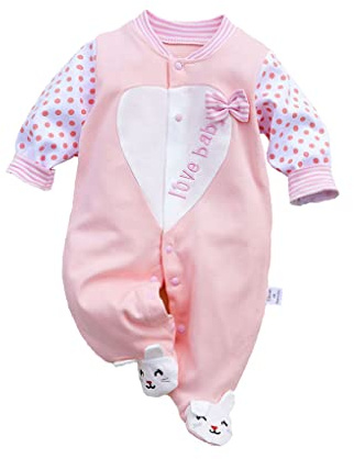 KIDDLETOWN Babykläder flicka långärmad sparkdräkt, söt nyfödd bodysuits, tecknad baby flickor kläder, baby växer kläder sparkbyxor set, unisex bebiskläder babygåva, bomullspyjamas nyfödd babykläder