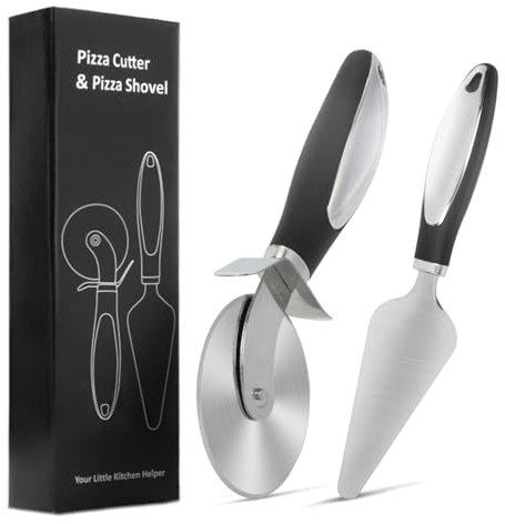 XIKAYA Pizzaschneider, Pizzaroller aus Edelstahl, Käsespachtel aus Edelstahl, Hochwertiges pizzamesser,Tragbarer Pizzaschneider mit Handschutz,Geeignet Schneiden Kuchen, Pizzen, Käse rasieren (2Stück)