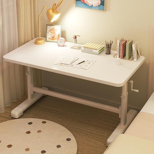 NOBBAT Escritorio de computadora elevable con manivela Höhenverstellbarer Stehpult manueller Stehpult 80/100/120x60x75cm, höhenverstellbar von 66 bis 80 cm, Sitz-Steh-Pult, Home-Office-Schreibtisch(We