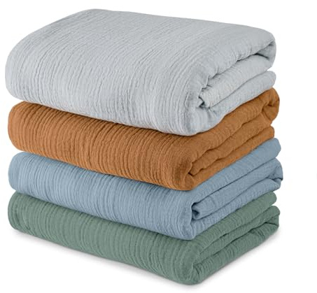 Soarwg Kids muslintyg baby för nyfödda, 4 stycken muslinfilt, stor 95 x 100 cm babyfilt – skötfiltar baby swaddle filt spottdukar, omlottduk för babyshower, ljusa färger