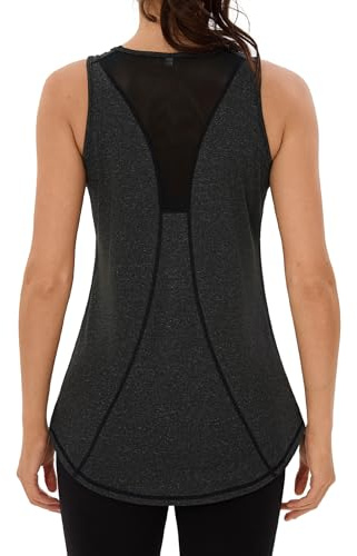 Wayleb Canotte Sportive da Donna Yoga Top Sportivo Canotta in Rete Senza Maniche Sport Tank Top per Corsa Fitness Palestra Funzionale Abbigliamento, Nero L