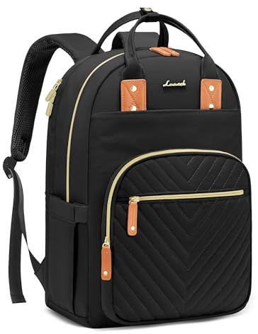 LOVEVOOK Backpack Womens, 17.3 Inch Laptop Travel Work Rucksack | Waterproof School Bag for Teacher, Anti Theft Ladies Computer Back Pack for Office Business College, Black