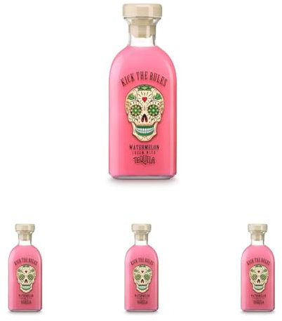 KICK THE RULES - Crema de Sandia con Tequila - 15º - Botella de 0,7L - Tequila de Sandia (Paquete de 4)