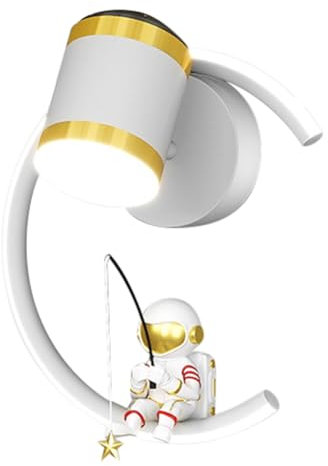 Koolenry Lámpara de Pared LED para Niños, Astronauta, Lámpara de Pared con Proyector de Estrellas, Iluminación Interior para Estudio, Sala de Estar, Dormitorio