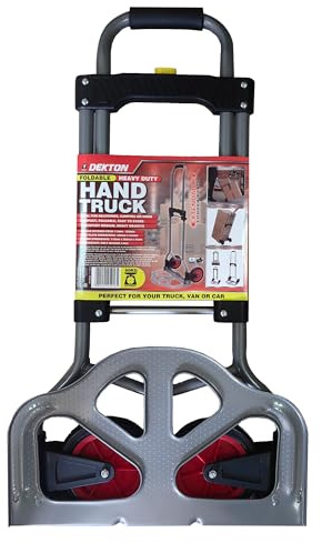 Dekton Heavy Duty Foldable Hand Cart | Robust Steel Frame | 330 lb Capacity | Compact & Portable Design | Ideal for Moving, Transporting & Storage | Easy Assembly | Durable & Versatile Hand Truck