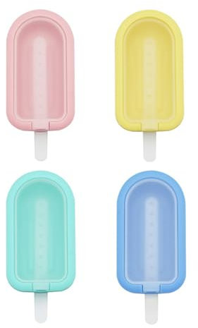 Set of 4 Colorful Ice Cream Moulds Food Grade Silicone Ice Lolly Moulds with Stick Easy Releases Popsicles Maker