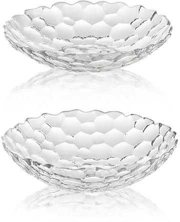 2 Pack Glass Fruit Bowl, Fruit Basket Holder, Crystal Fruit Bowl, Dessert Plate,Decorative Pedestal Bowl,for Table Décor for Home,Office, Wedding Decor, Fruit, Snack, Dessert (Large+Small,Clear)