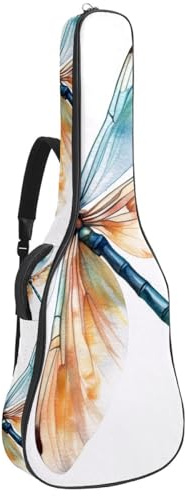 Gitarrentasche für Akustikgitarre, 101,6 cm, 104,7 cm, 106,7 cm, 1 cm dick, Schaumstoff, weich gepolstert, für Akustikgitarre, E-Bass, klassische Gitarre, bunte tropische Monstera-Linienblätter