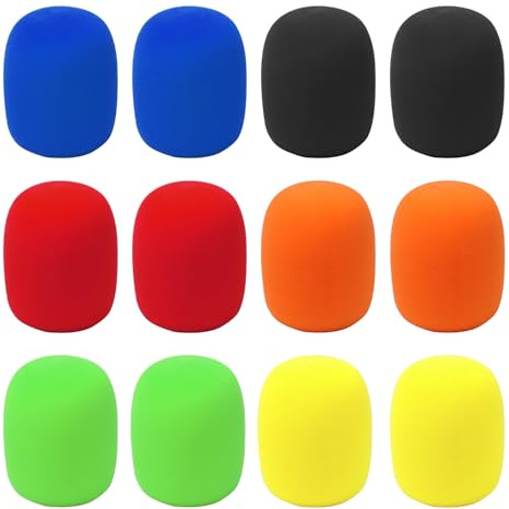 SYEYCW 12 Stück Popschutz Mikrofon, Mikrofon Windschutz, Bunt Mikrofonabdeckung, Universelle Waschbare Mikrofonschutz Schaumstoff, für KTV Bühnenperformance Familienfeier Konferenzraum, 6 Farben