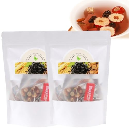 2PCS 100G Gins/eng Six Treasure Tea,Kidn/ey Cleanse and Repair Tea,Chinese Her/bal Te/a,Kidn/ey T-ea Bag for Enhan/cement Sup/port Booster,Five Treasure Wellness T/ea,Individually Te-a Bags(20 bags)