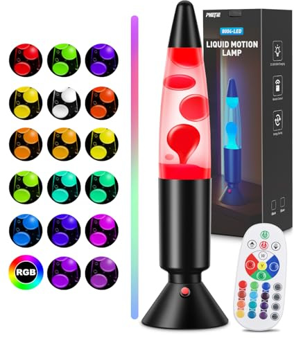 PHEJIE T90753-B-14-EU-ZLJ Lampe à mouvement liquide RGB 36cm avec télécommande - Lumière d'ambiance à cycle automatique pour chambre d'enfant, dortoir, bureau, cadeau rétro pour enfants et adultes