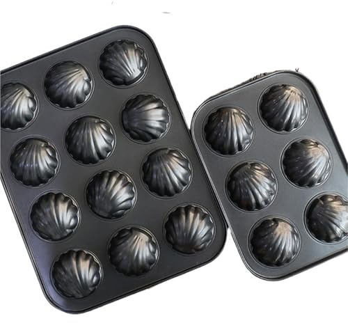 PYNSVNVM 12 Cavity Carbon Steel Madeleine Tin Nonstick Pan Baking Tray Pastry Dessert Cake Mold Bakeware DIY Cookie(6 Cavity)
