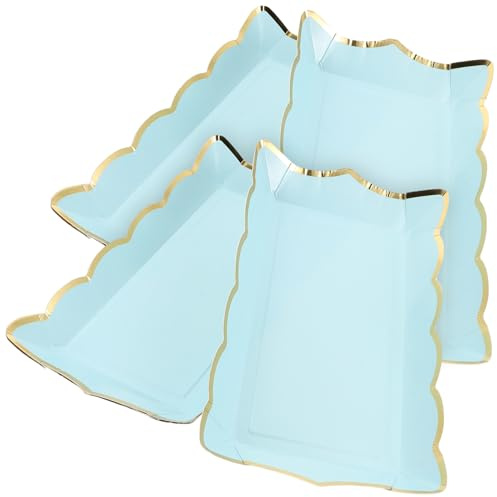 DECORNIJIA 4 pièces Plateaux Rectangulaires Carton Plats de Service Jetables Robustes pour Fruits et Desserts pour et Buffets