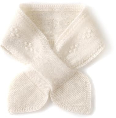 Sciarpa lavorata a maglia con occhielli in cashmere, sciarpa calda da donna invernale di fascia alta con colletto corto,, bianco, Taglia unica