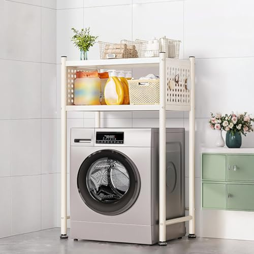 Mobile Sopra Lavatrice Salvaspazio, Scaffale Lavatrice, Supporto Lavatrice Asciugatrice Per Regolabilein Altezza, Ripiani Da Bagno Autoportanti In Metallo, Per Bagno, Lavande(Size:2 Tier,Color:Bianco)