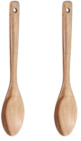 HUVZOR 2 pezzi Cucchiaio da Cucina in Legno, legno di Acacia, Lunga Durata per Cucina, Arrosto, e Risotto, Cucchiaio da Cucina Ecologico