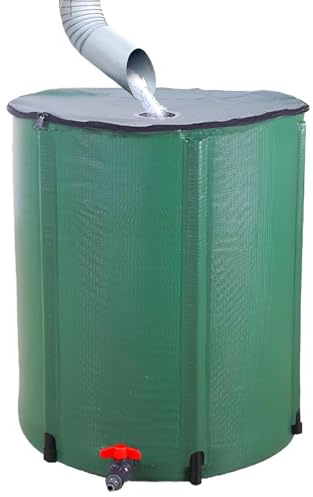 Barilotto raccogli pioggia, 250 l, contenitore portatile pieghevole per acqua piovana, per raccogliere l'acqua piovana dalla grondaia, per giardino, grondaia, grondaia, esterno, cortile