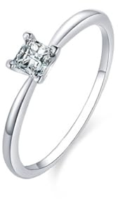 Epinki Solitärring Platin PT950, Klassiker 4 Klaue Pärchen Ringe mit Labor Erstellt Diamant Quadratschliff, Hochzeitsring Platin Echt Schmuck, Gr.61 (19.4)