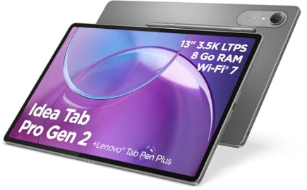 Lenovo Idea Tab Pro Gen 2 - Tablette Tactile, IA intégrée 13'' 3.5K, 144Hz (Qualcomm Snapdragon 8s Gen 4, 8Coeurs, RAM 8Go, UFS 3.1 128Go, Android 16, WiFi 7 + Bluetooth) Lenovo Tab Pen Plus - Gris