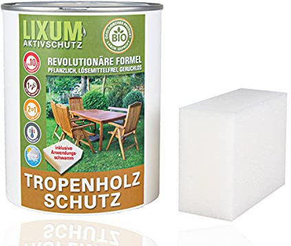 LIXUM BONGOSSI Tropenholz HOLZSCHUTZ Bio (farblos) 500 ml = 15m² - natürlicher Langzeitschutz für Holz, hält bis zu 10 Jahren, nur 1 Anstrich nötig. Mit integriertem UV-Schutz und ohne Weichmacher.