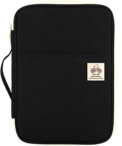 JAKAGO A4 Konferenzmappe Portfolio Schreibmappe mit Griffen Dokumententasche mit Reißverschluss,Wasserdichte Multifunktions Aktenmappe für Reisen Meeting Büro（Black）